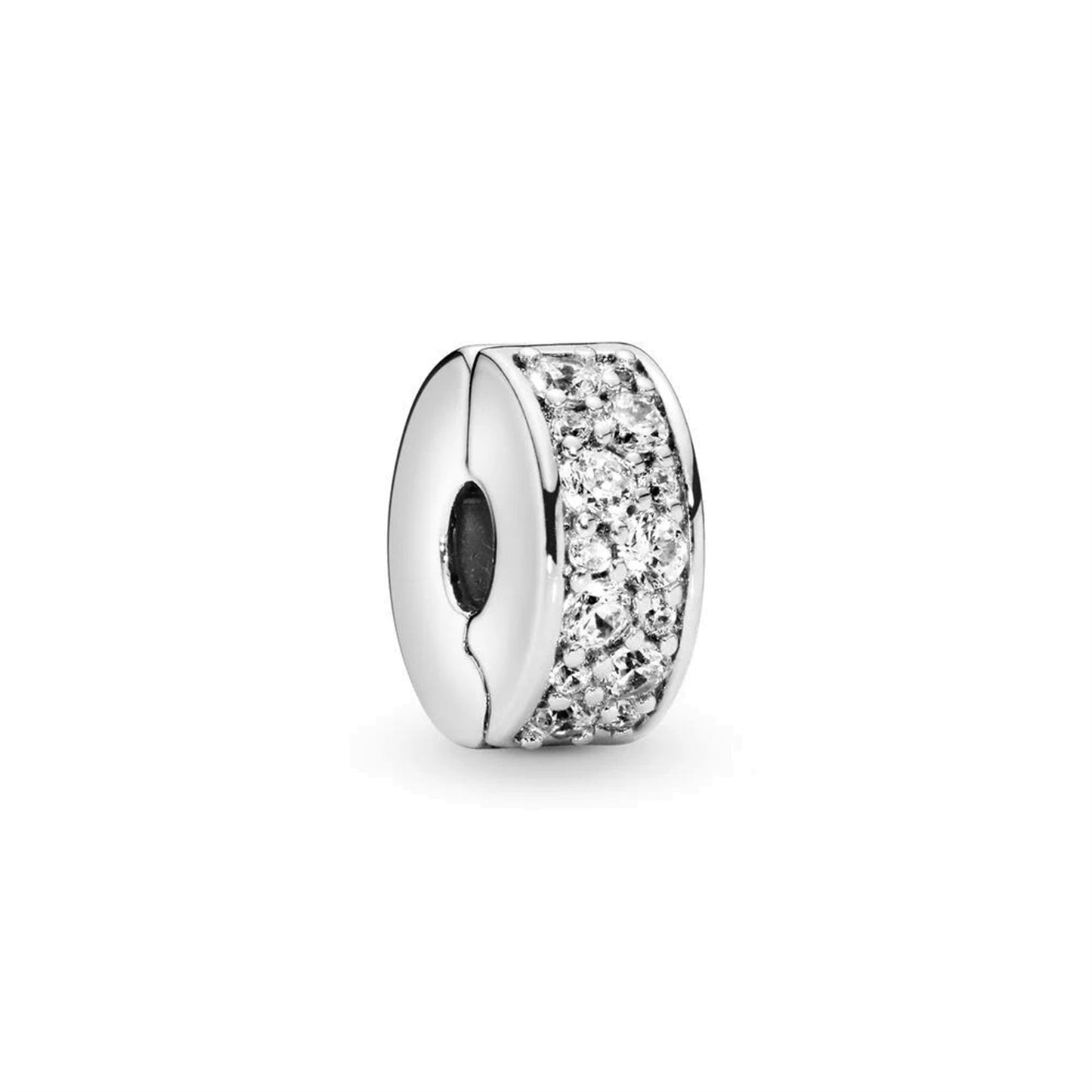 925 Sterling silver Rose Gold Zircon Fixed Clip Beaded Series Charm