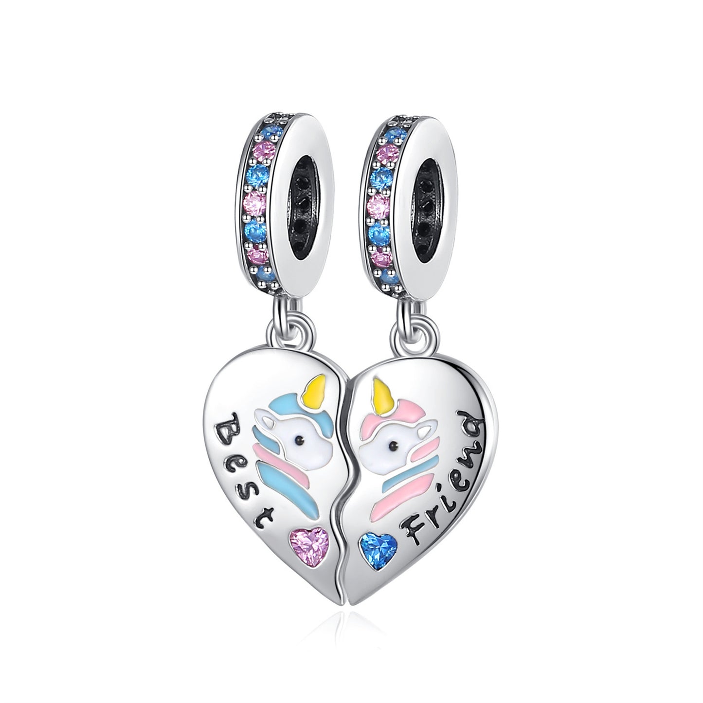 925 Sterling silver Unicorn Animal Heart Pendant Series Charm