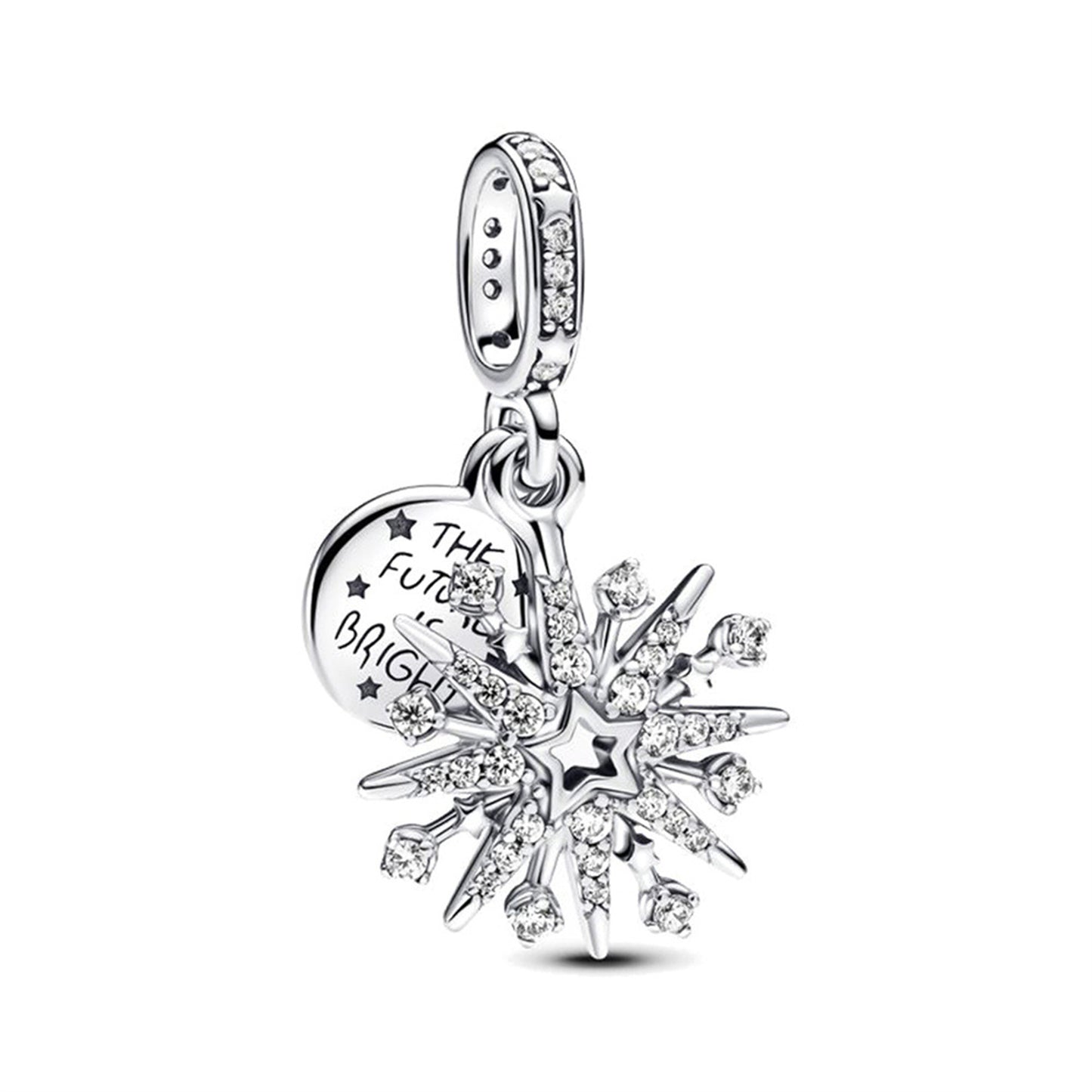 925 Sterling silver Lucky Star Snow Sun Moon Double Pendant Series Charm