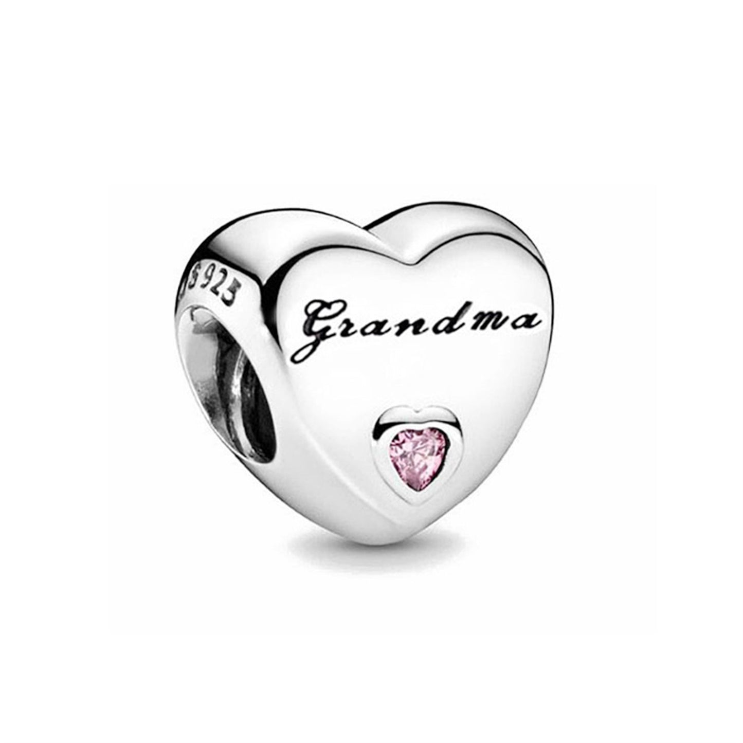 925 Sterling silver Family mother daughter express love engraved Heart Beading Series Charm