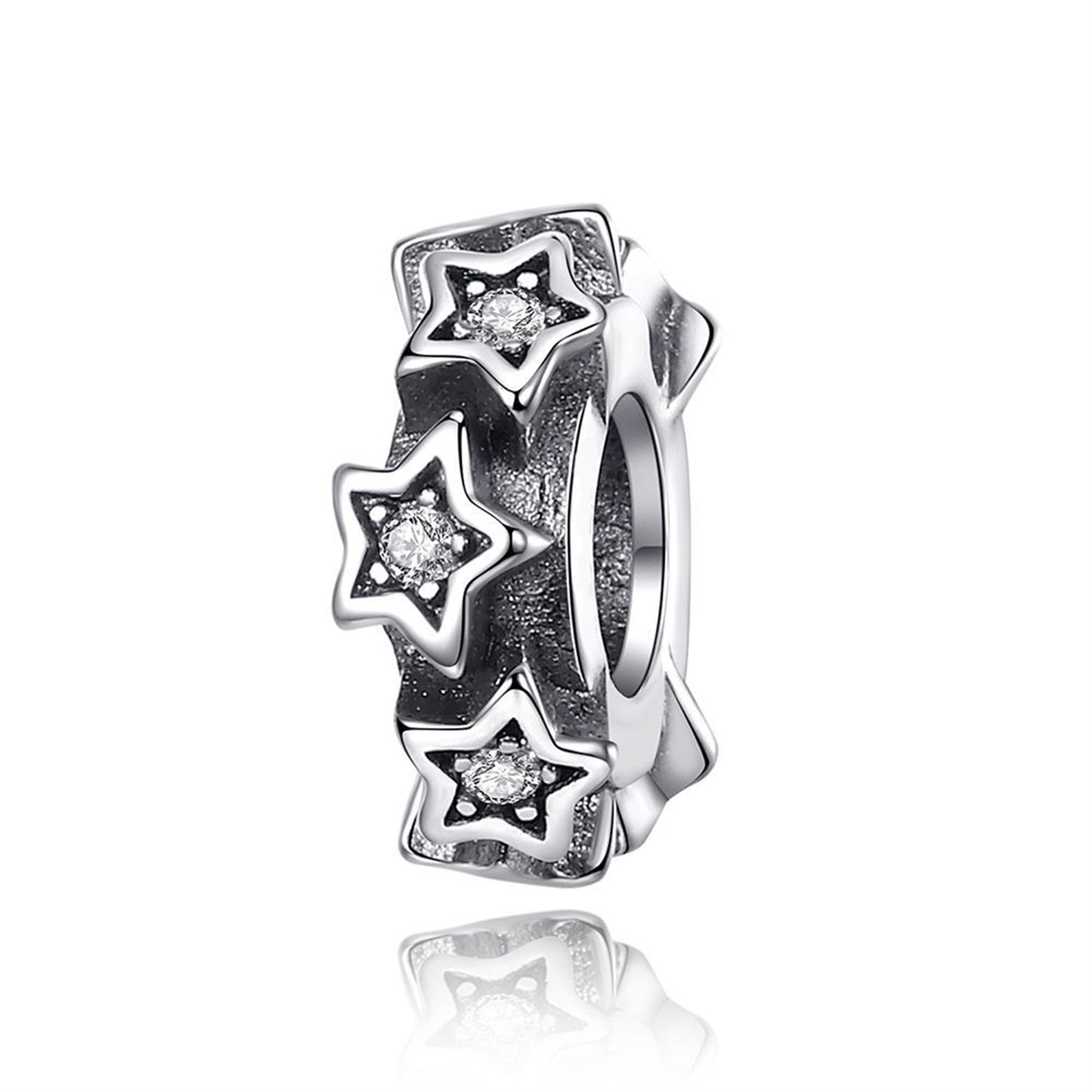 S925 Sterling Silver Blue Shining Five-Pointed Star Beaded Series Charm