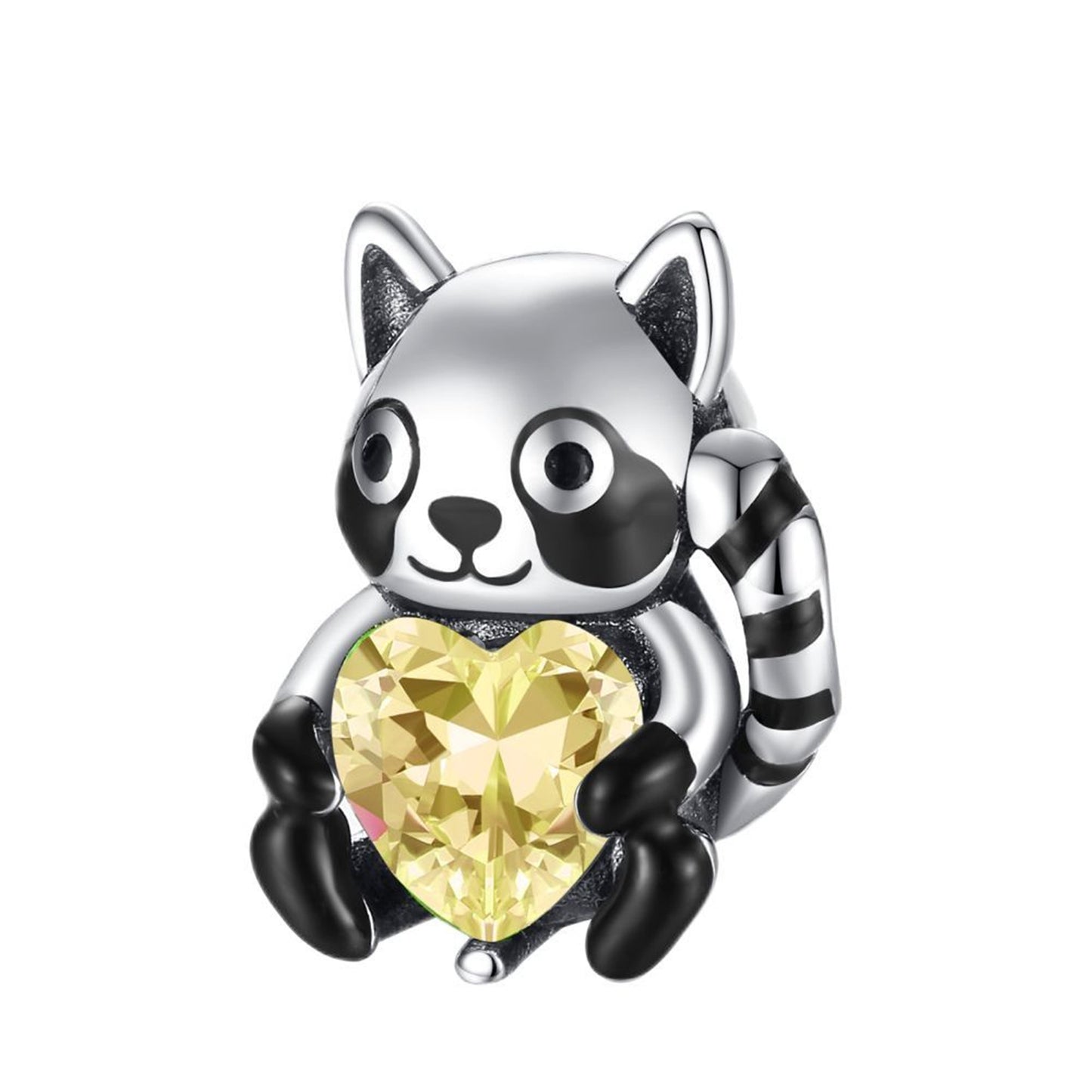 925 Sterling silver Love Shaped Zircon Rabbit Beading Series Charm