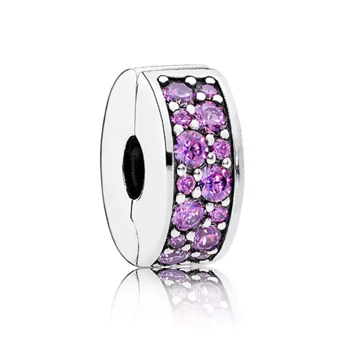 925 Sterling silver Rose Gold Zircon Fixed Clip Beaded Series Charm