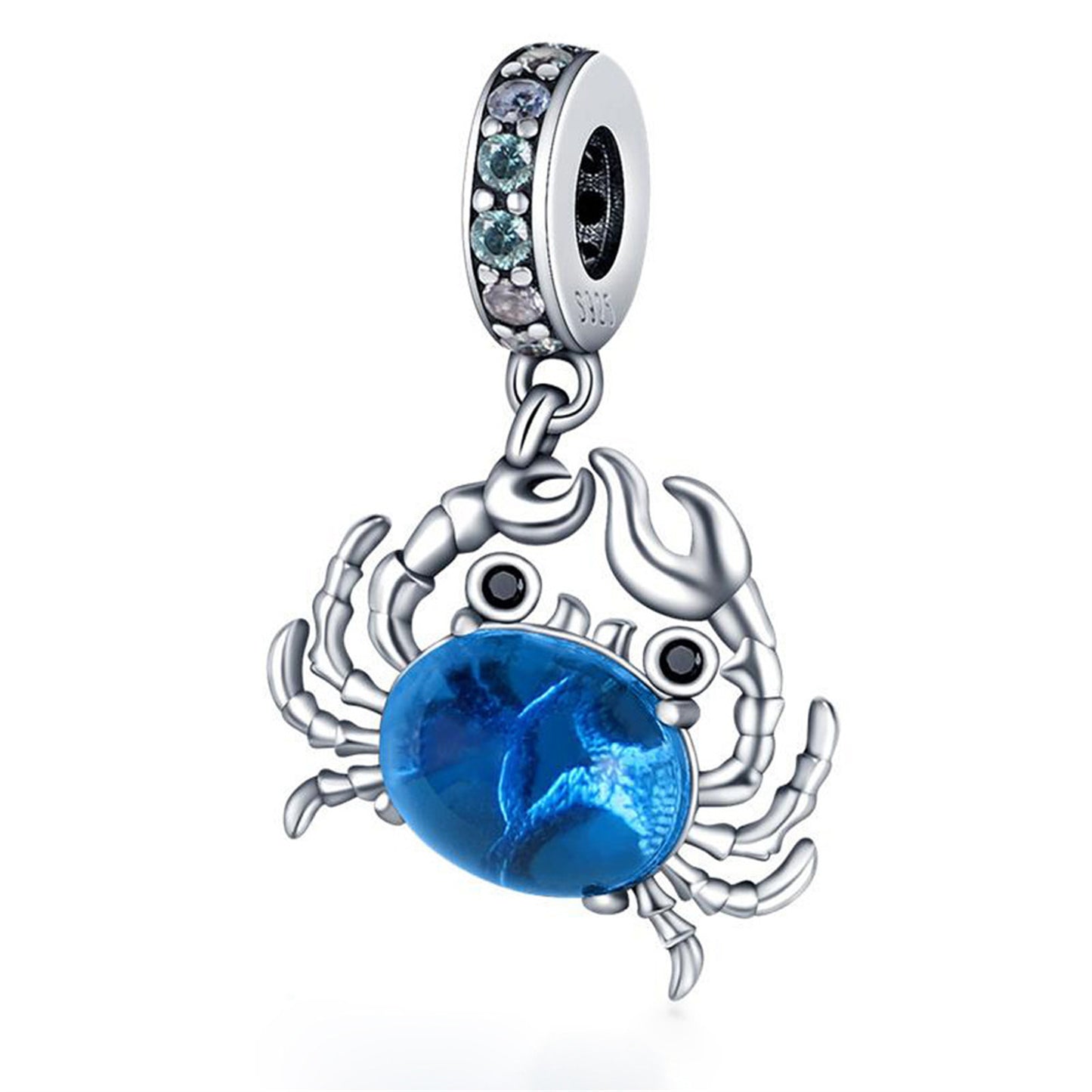 925 Sterling silver Sea World Colorful Gem Turtle Beading Series Charm
