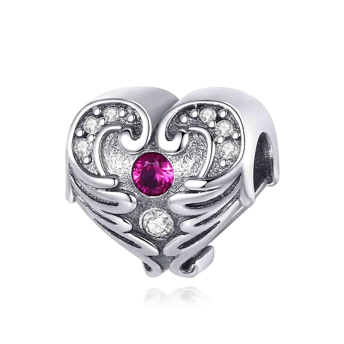 S925 Sterling Silver Exquisite Heart Beaded Series Charm
