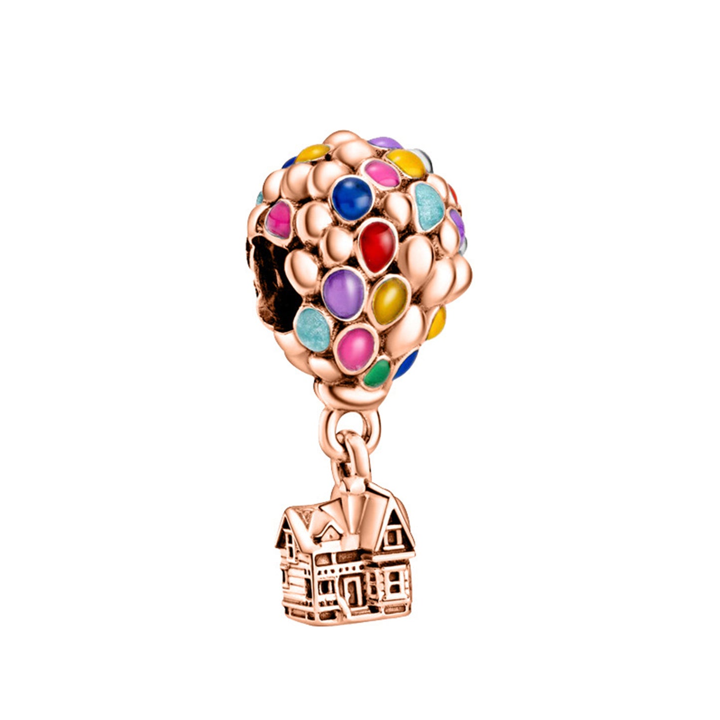 S925 Sterling Silver Hot air Balloon House Beaded Series Charm