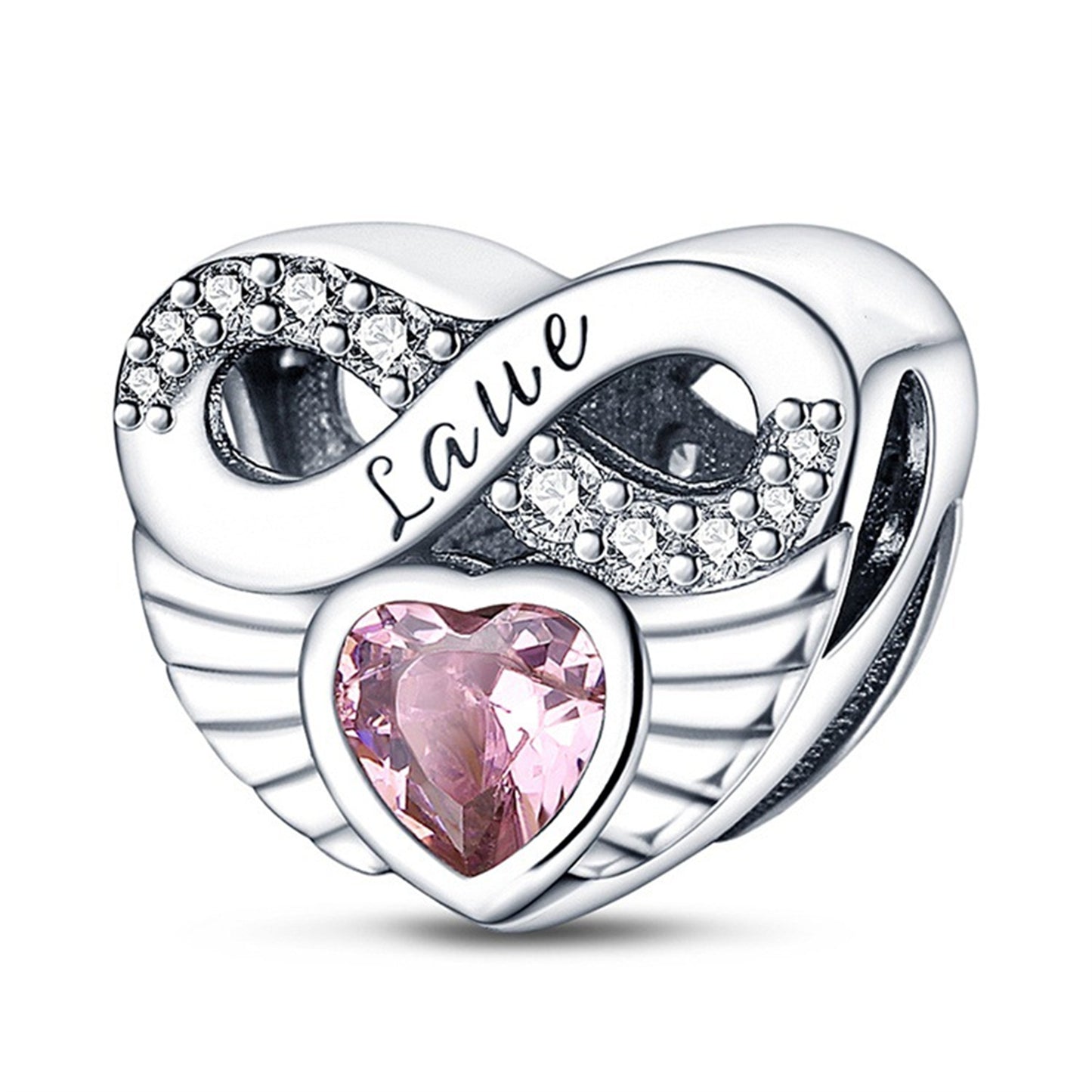 925 Sterling Silver Lucky Pink Heart Pendant Series Charm