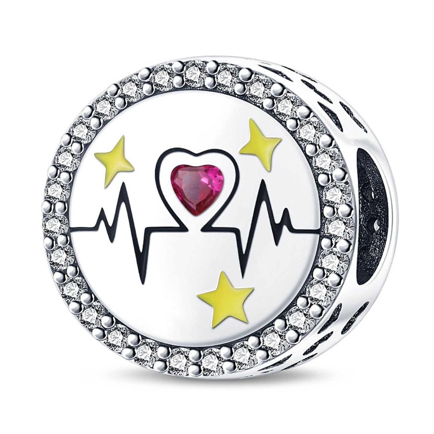 925 Sterling Silver Lucky Pink Heart Pendant Series Charm