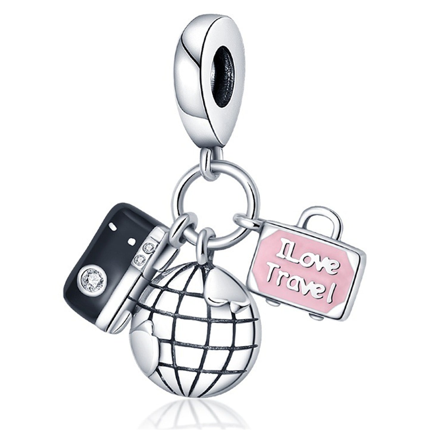 925 Sterling Silver Camera luggage Pendant Series Charm