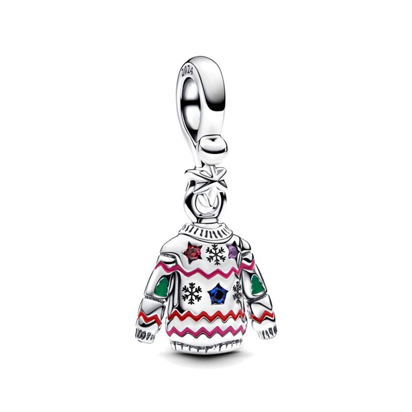925 Sterling silver Santa Claus sweater Carousel Pendant Series Charm