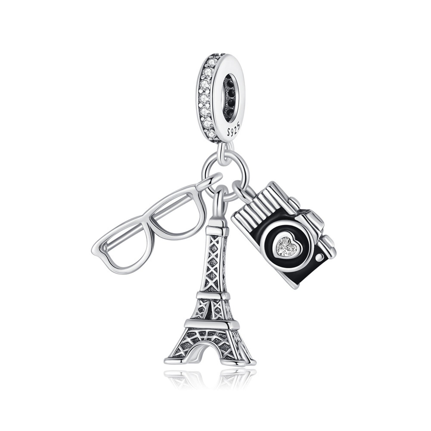 925 Sterling silver Paris Tower Aircraft Pendant Series Charm