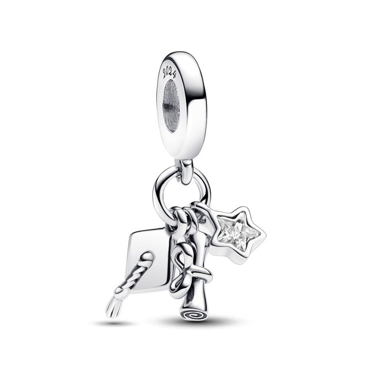 925 Sterling silver Graduation season new pink love graduation cap Beading Series Charm