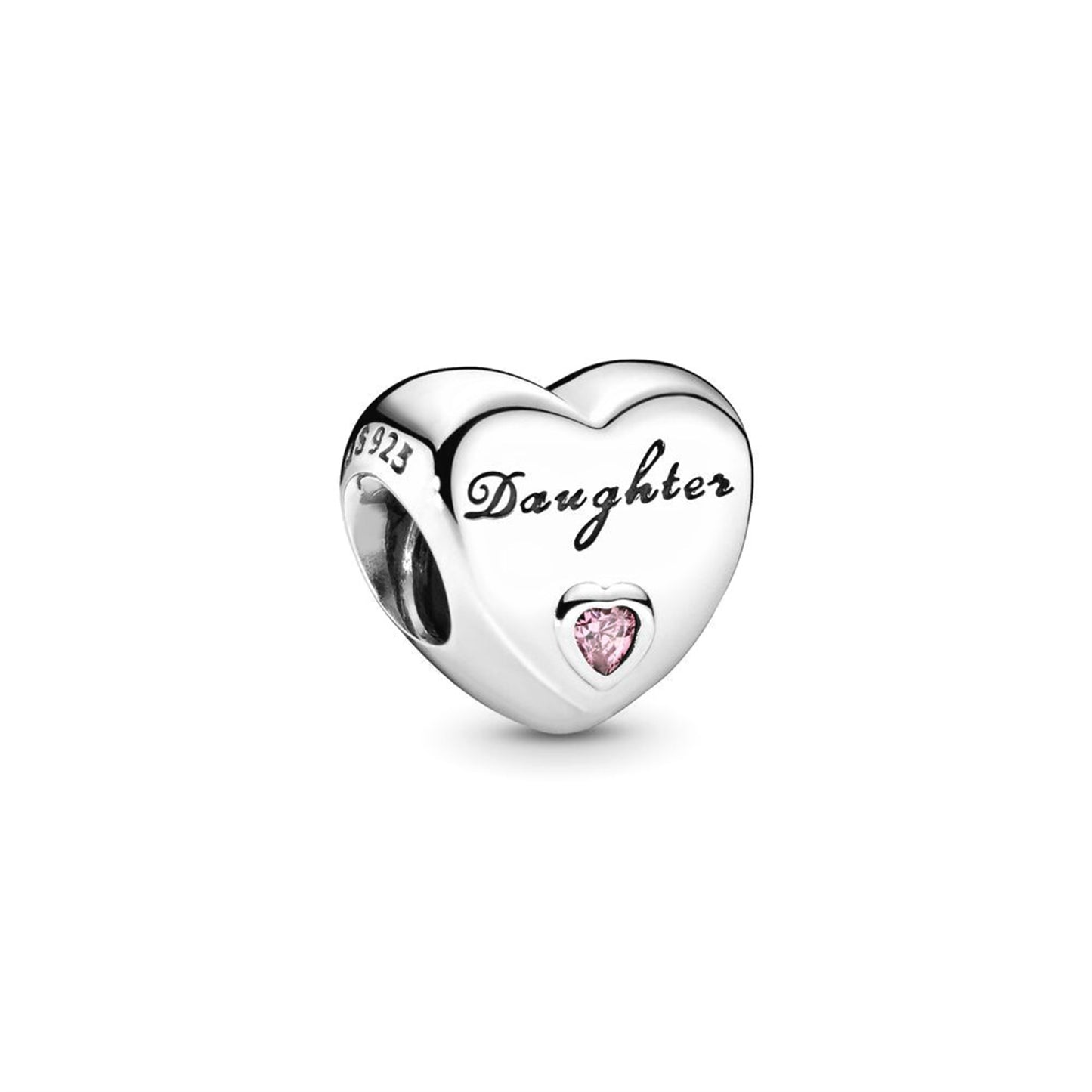 925 Sterling silver Family mother daughter express love engraved Heart Beading Series Charm