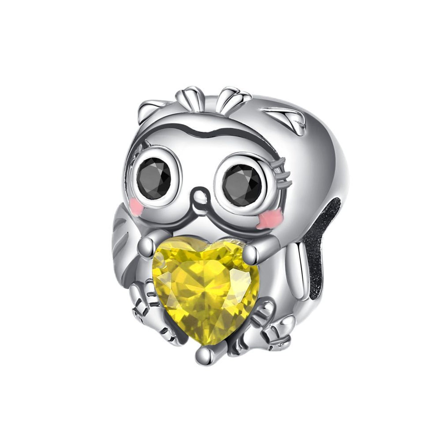925 Sterling silver Love Shaped Zircon Rabbit Beading Series Charm