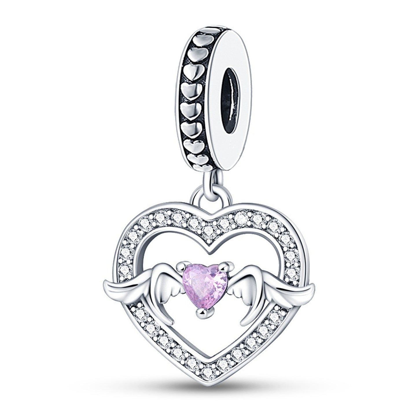 925 Sterling Silver Lucky Pink Heart Pendant Series Charm
