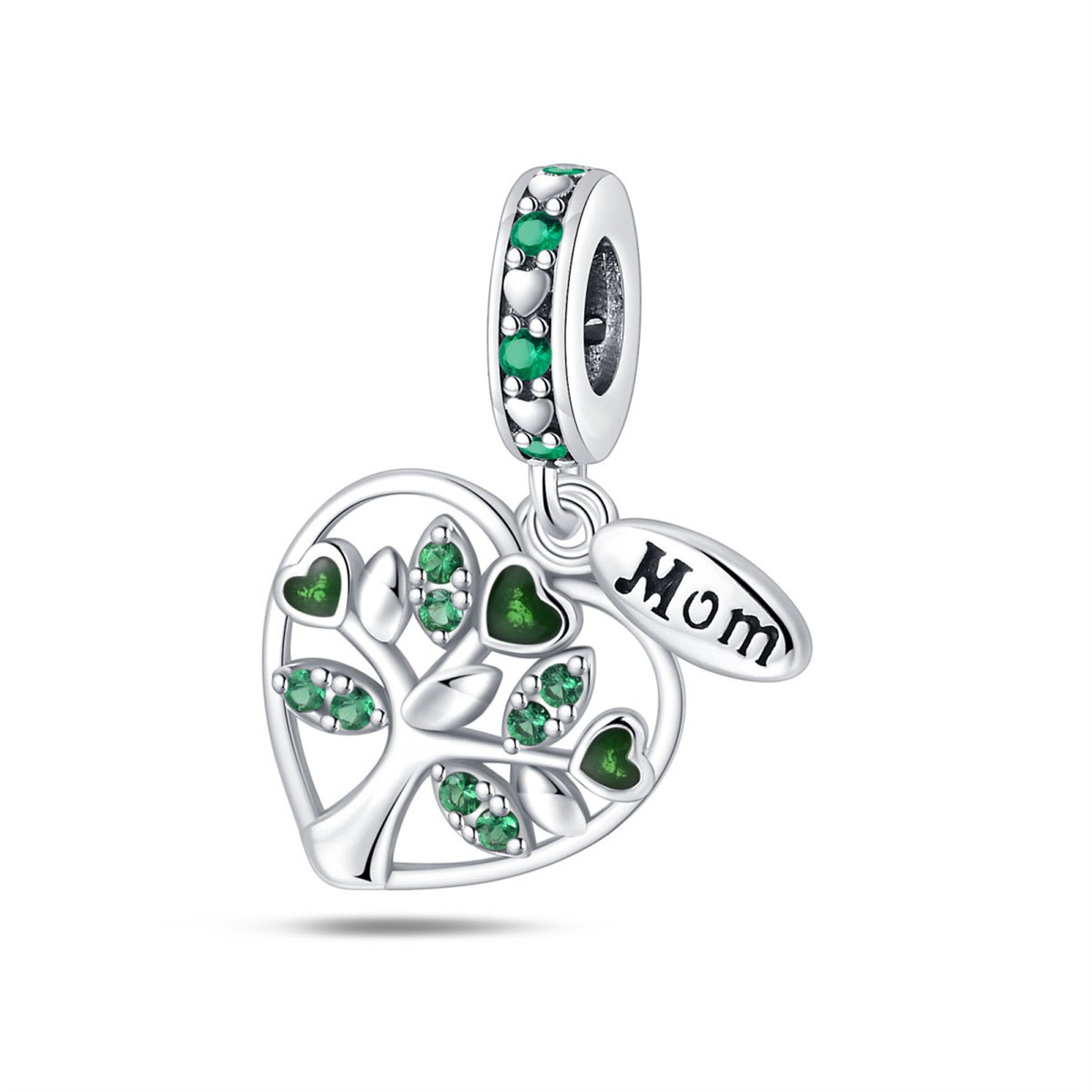 925 Sterling Silver Moon Four-leaf Clover Beaded Series Charm