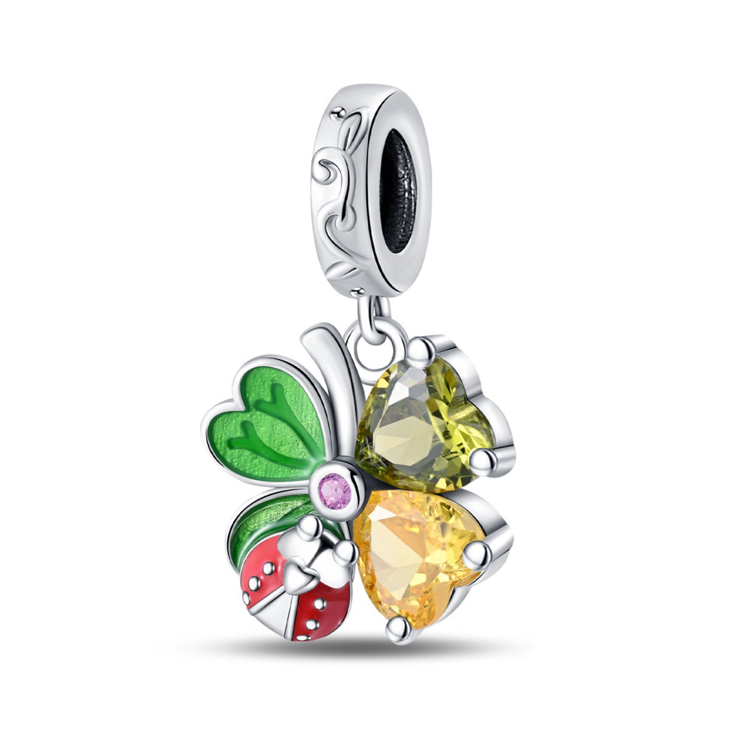 925 Sterling Silver Zircon Butterfly Four-Leaf Clover Pendant Series Charm