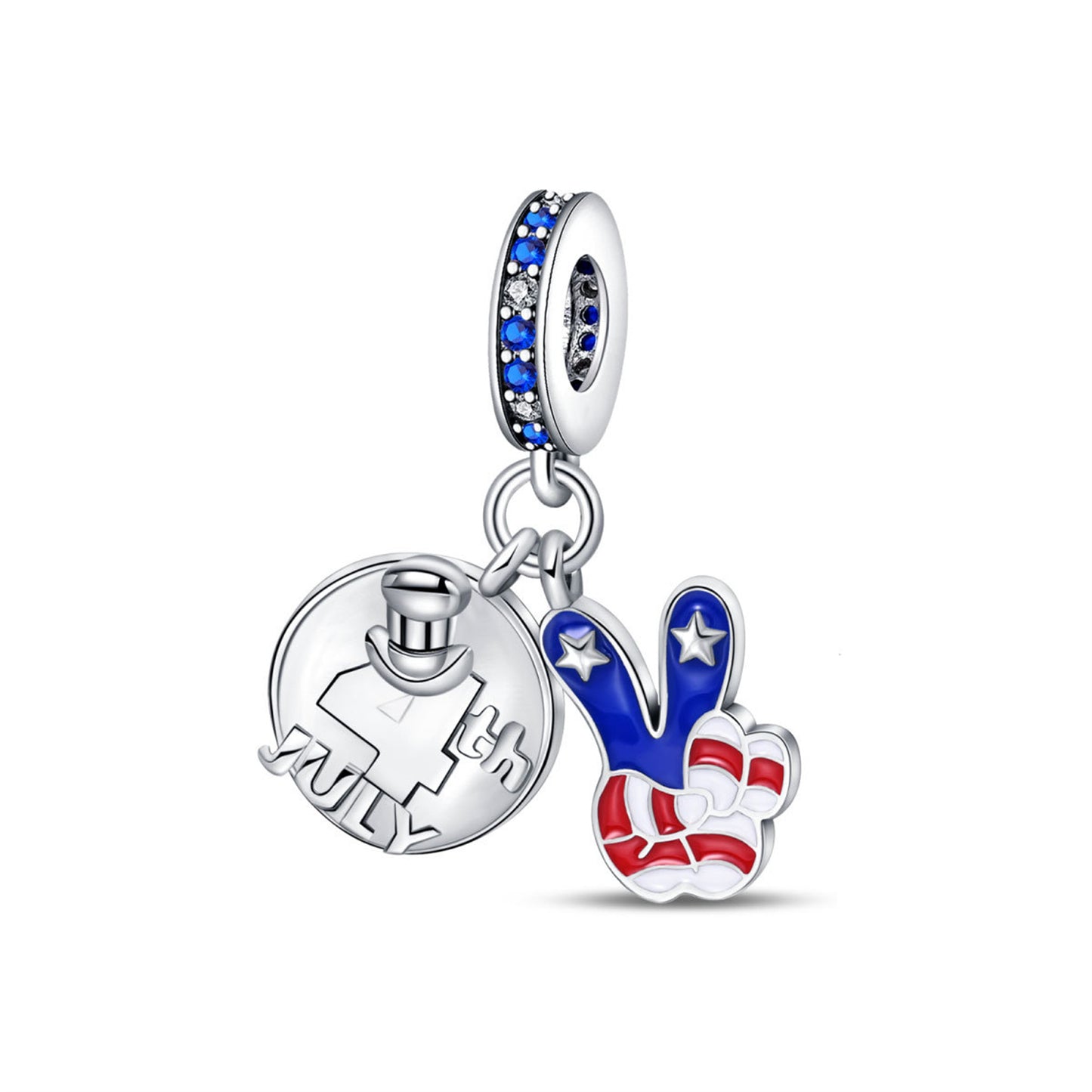 925 Sterling Silver American Style Flag Pendant Series Charm