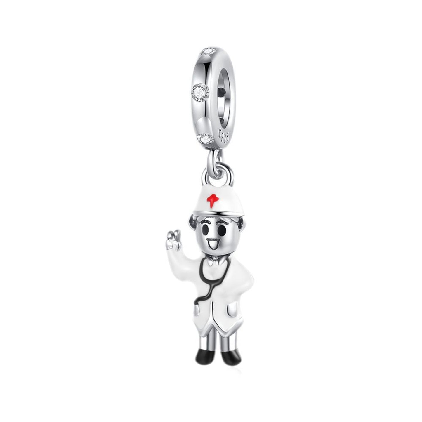 S925 Sterling Silver Health Care Characters Beading Series Charm