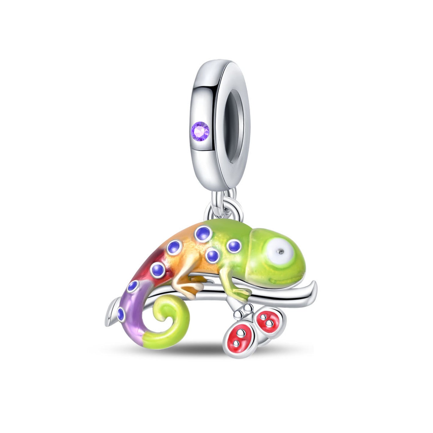 925 Sterling Silver Luminous Chameleon Pendant Series Charm
