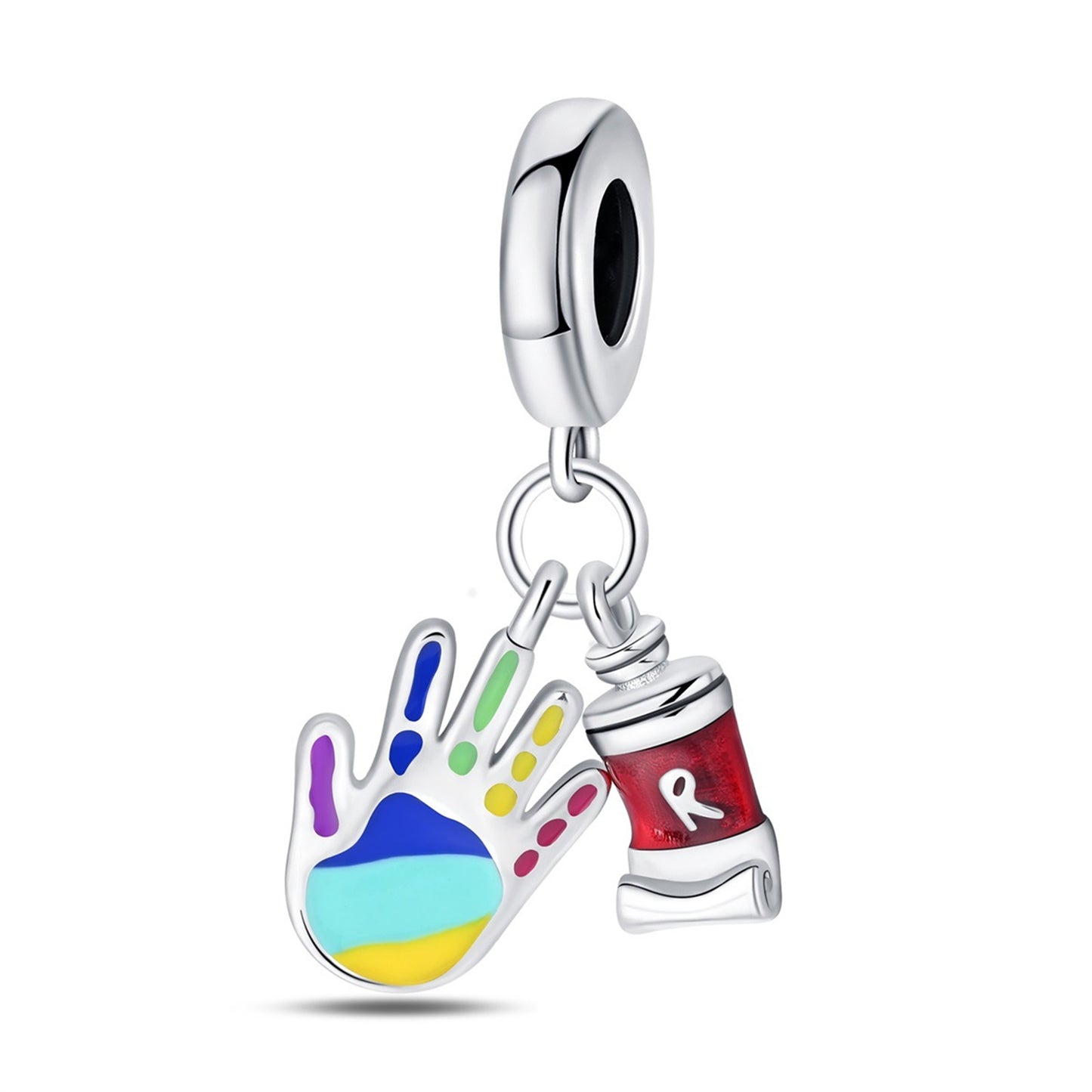 925 Sterling Silver Color Palette Pendant Series Charm