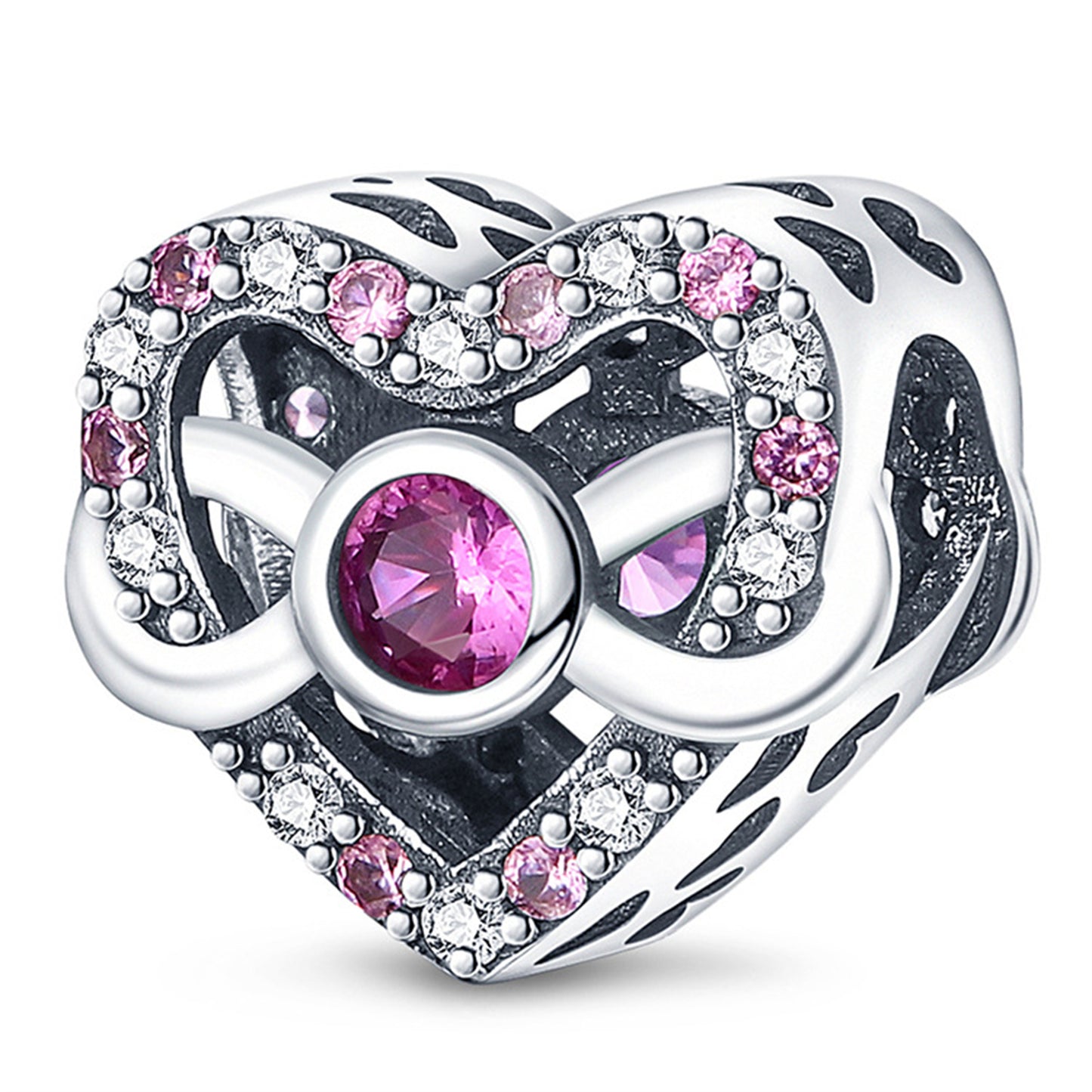925 Sterling Silver Lucky Pink Heart Pendant Series Charm