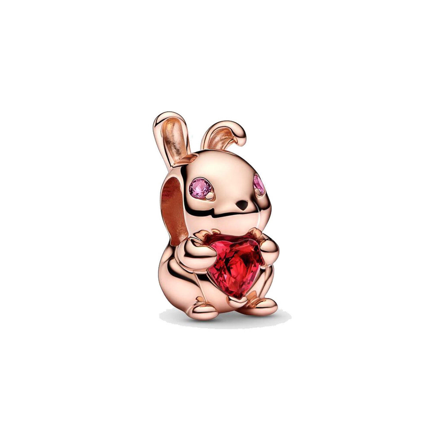 925 Sterling silver Love Shaped Zircon Rabbit Beading Series Charm