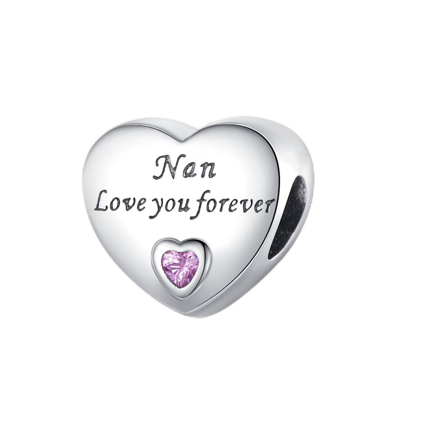 S925 Sterling Silver Family heart Beaded t Series Charm