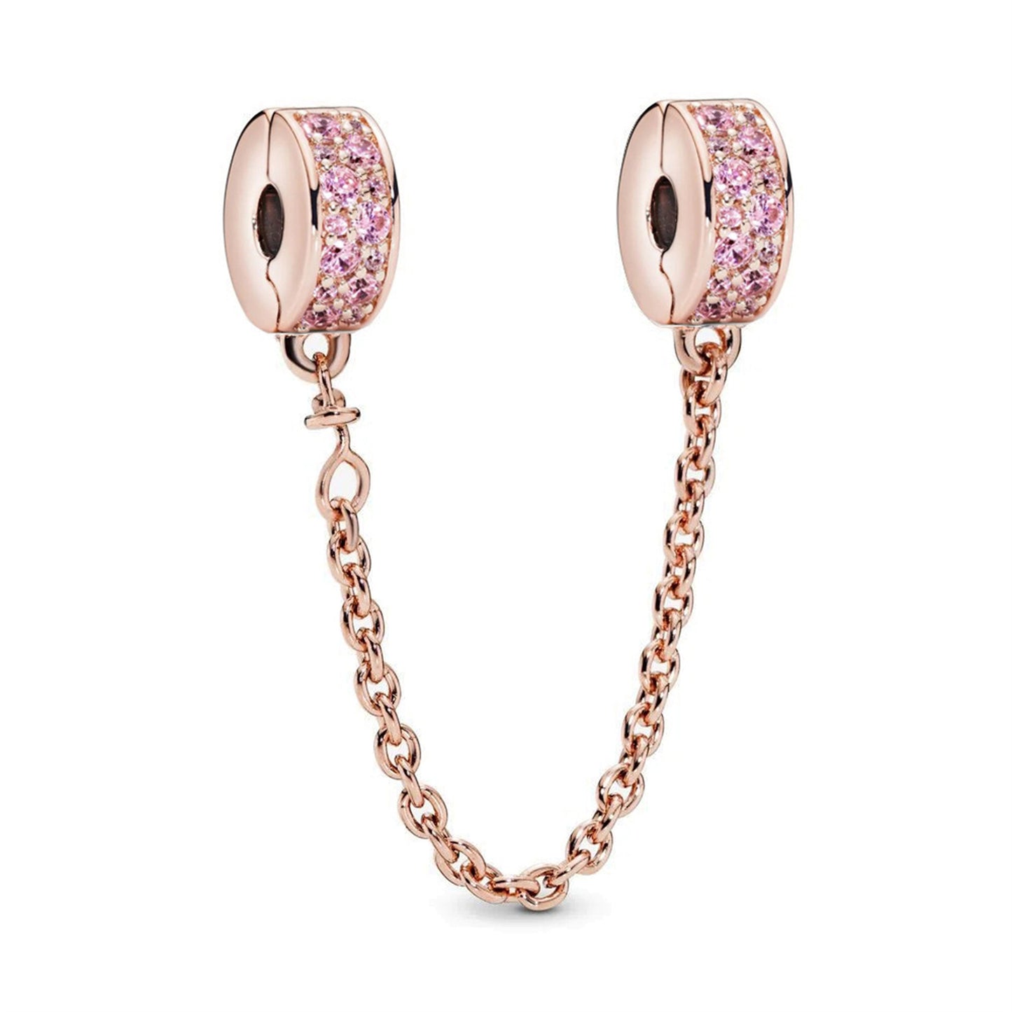 925 Sterling silver Rose Gold Zircon Fixed Clip Beaded Series Charm
