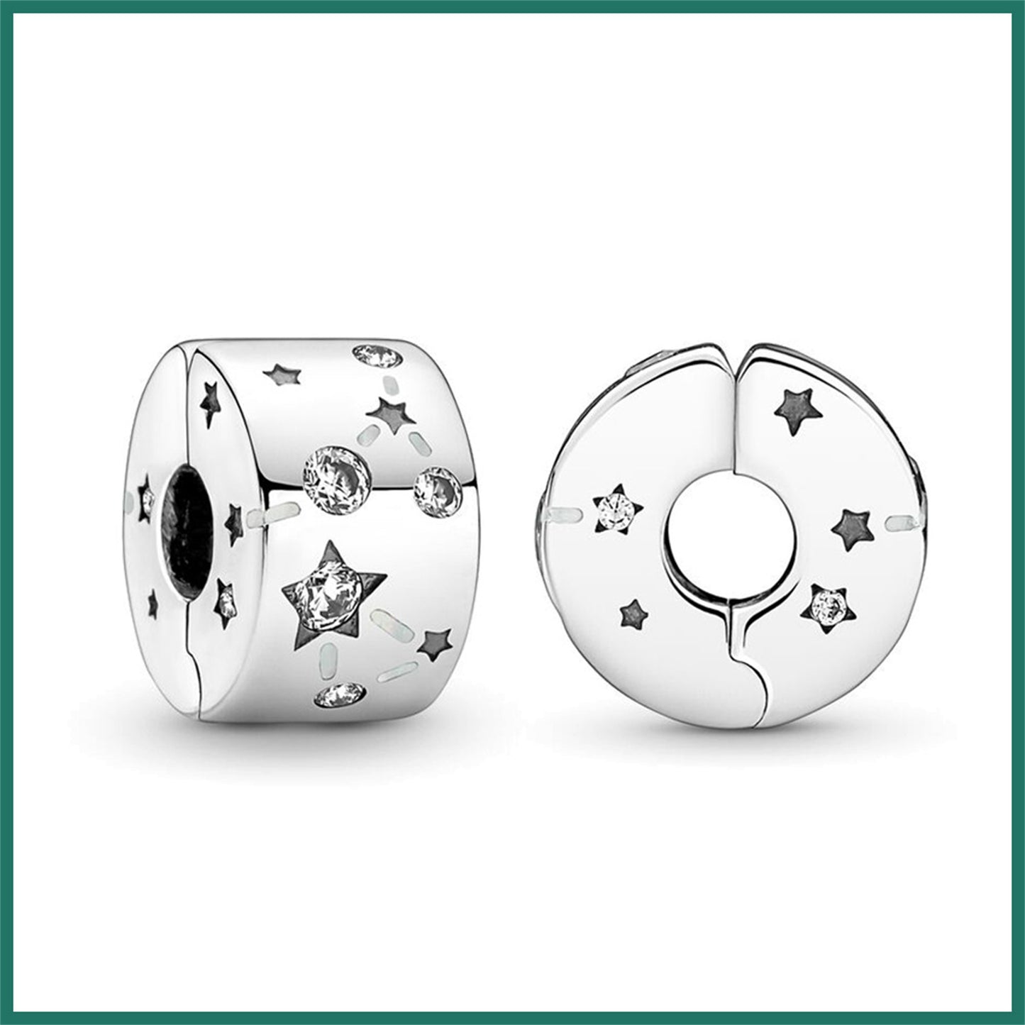 925 Sterling silver Sun, moon and star beaded pendant Charm