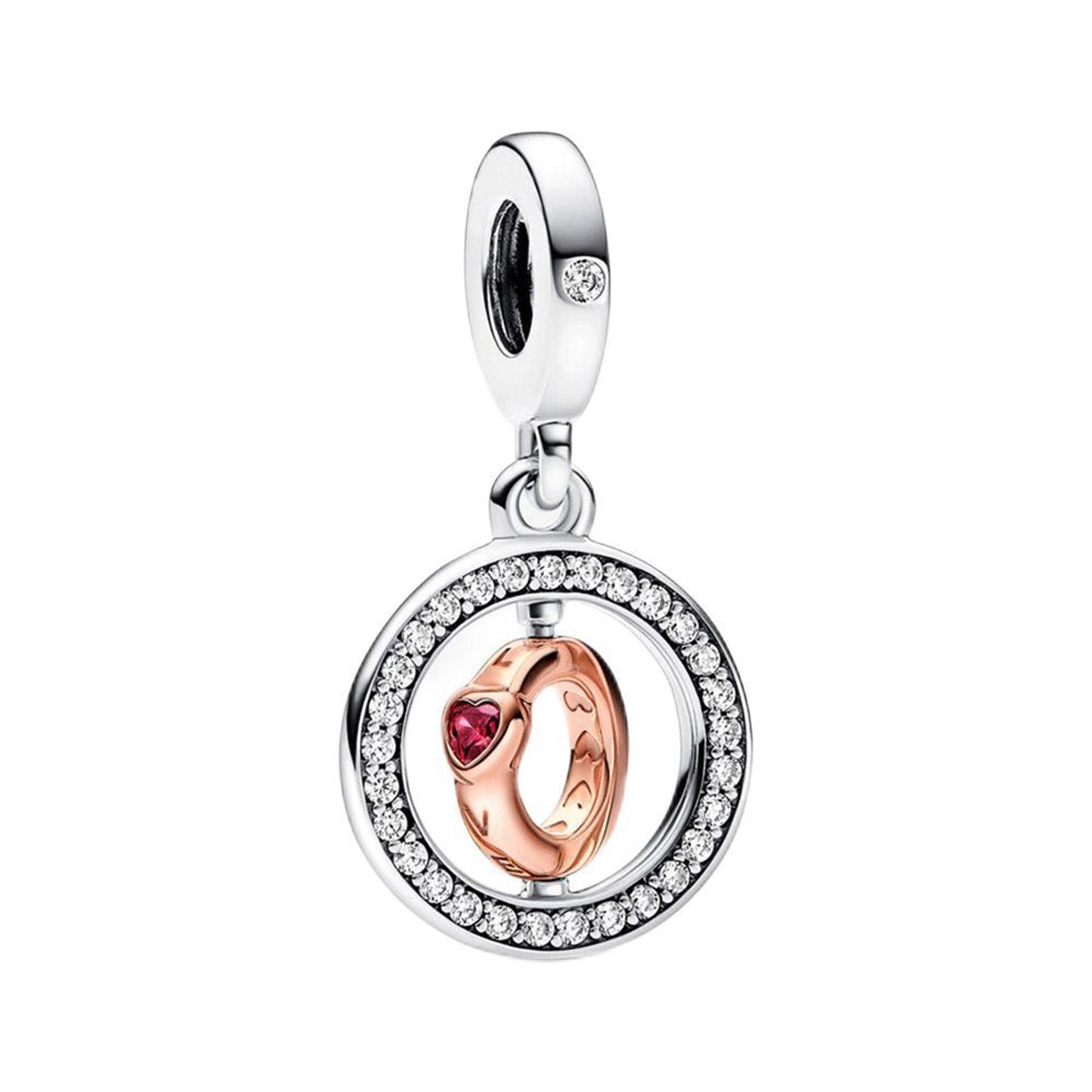 S925 Sterling Silver Rose Gold Love Pendant Series Charm