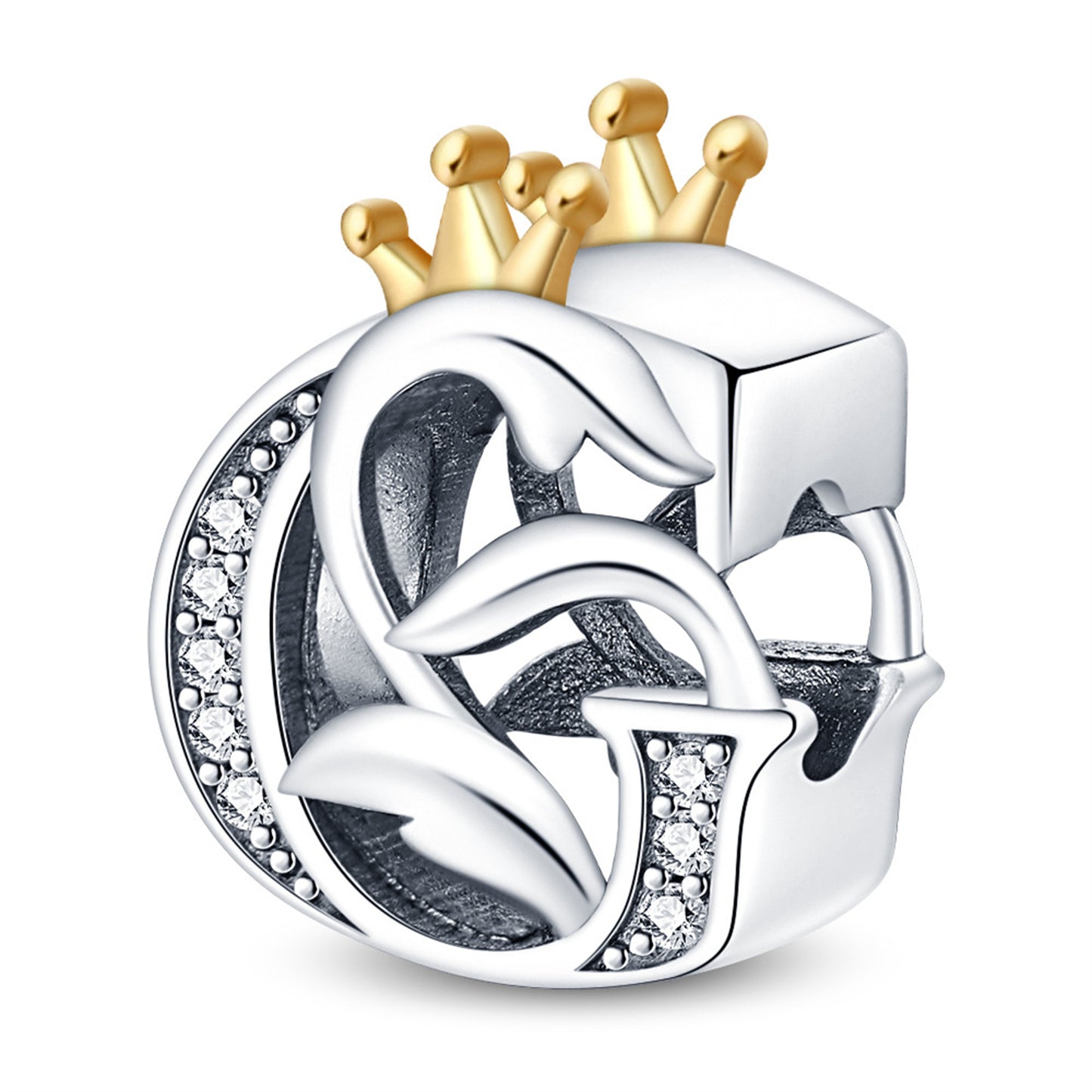 925 Sterling Silver 26 Crown English letter Beaded Series Charm