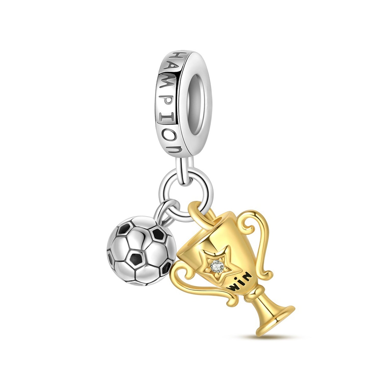 925 Sterling Silver Lucky Football Pendant Series Charm