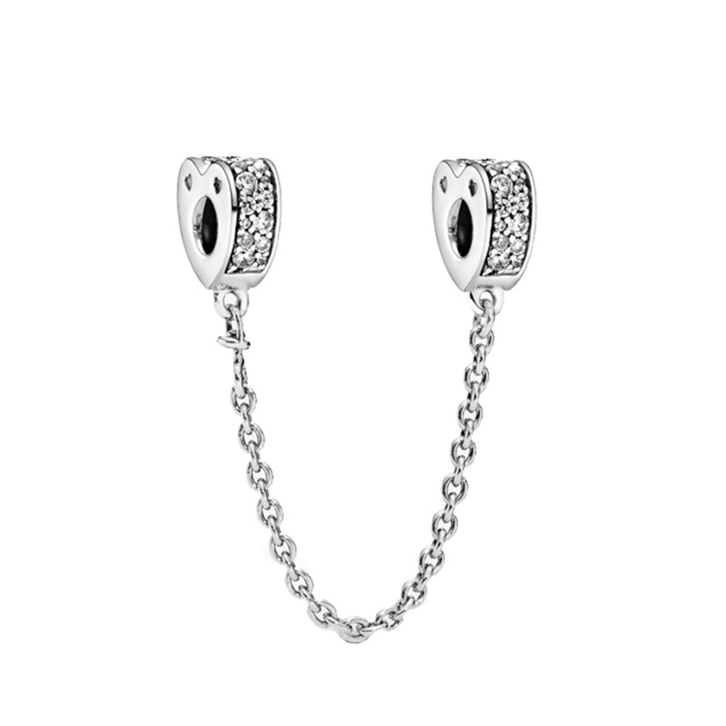 925 Sterling silver Rose Gold Zircon Fixed Clip Beaded Series Charm