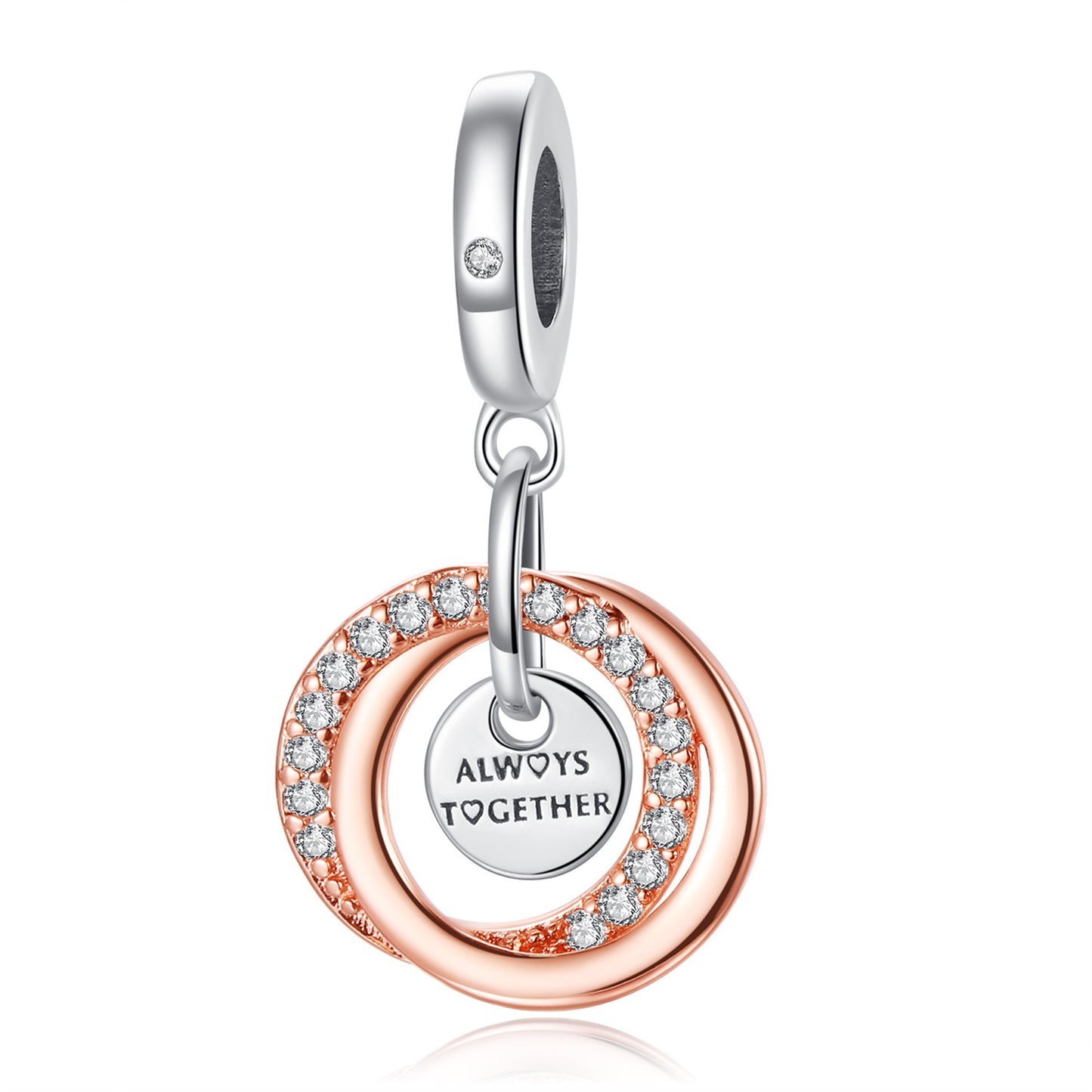 S925 Sterling Silver Rose Gold Love Pendant Series Charm
