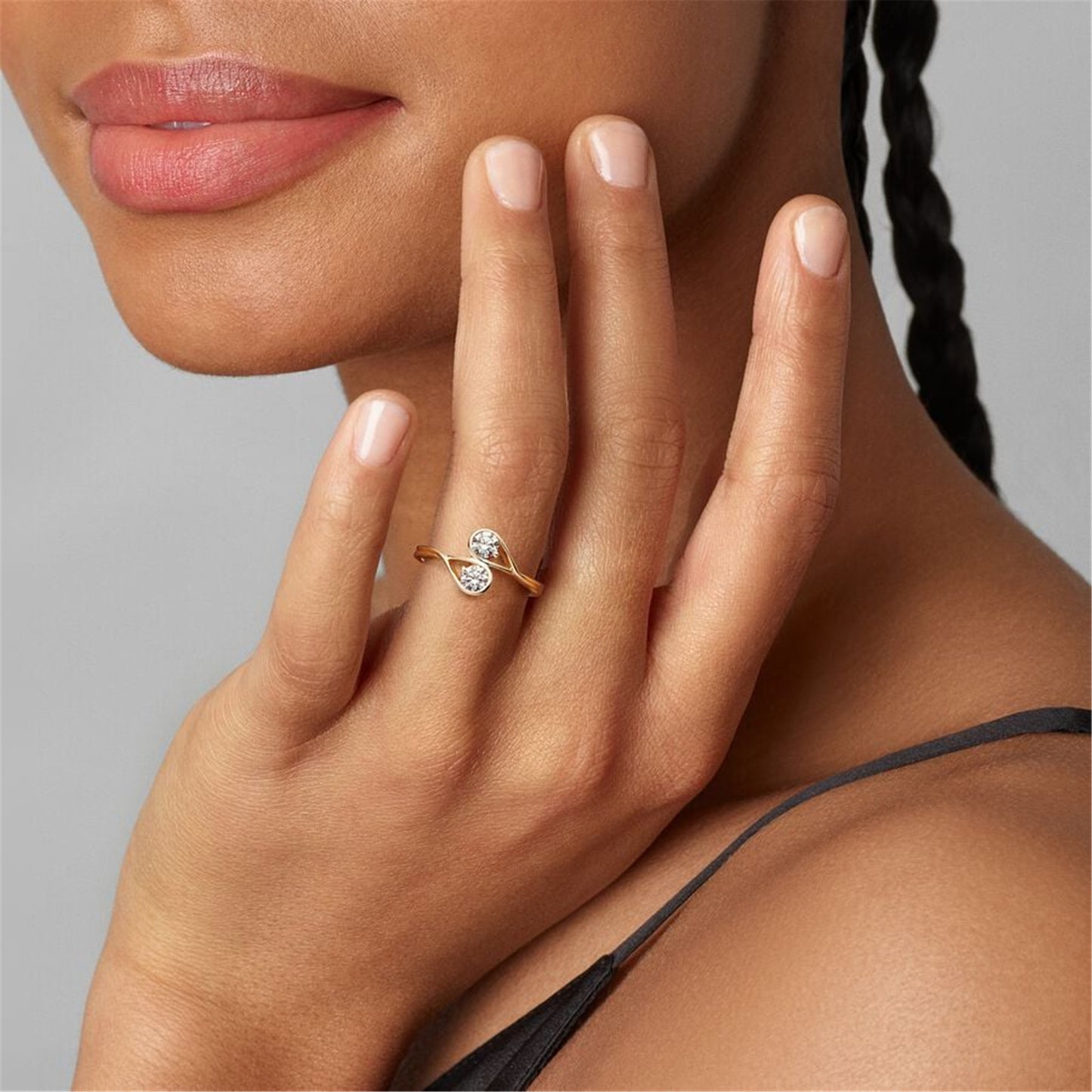 S925 Sterling Silver Infinite Lab-grown Diamond Double Facing Ring 0.50 carat tw 14k White Gold