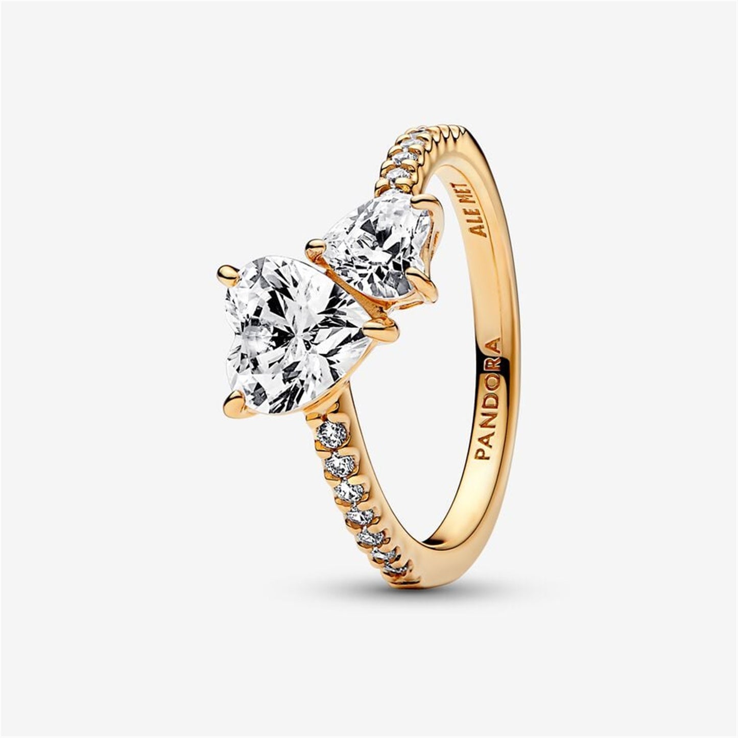 S925 sterling silver Double Heart Sparkling Ring