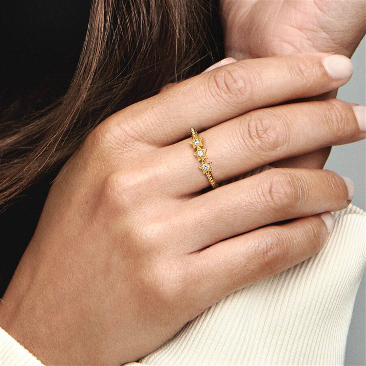 S925 Sterling Silver Celestial Stars Ring