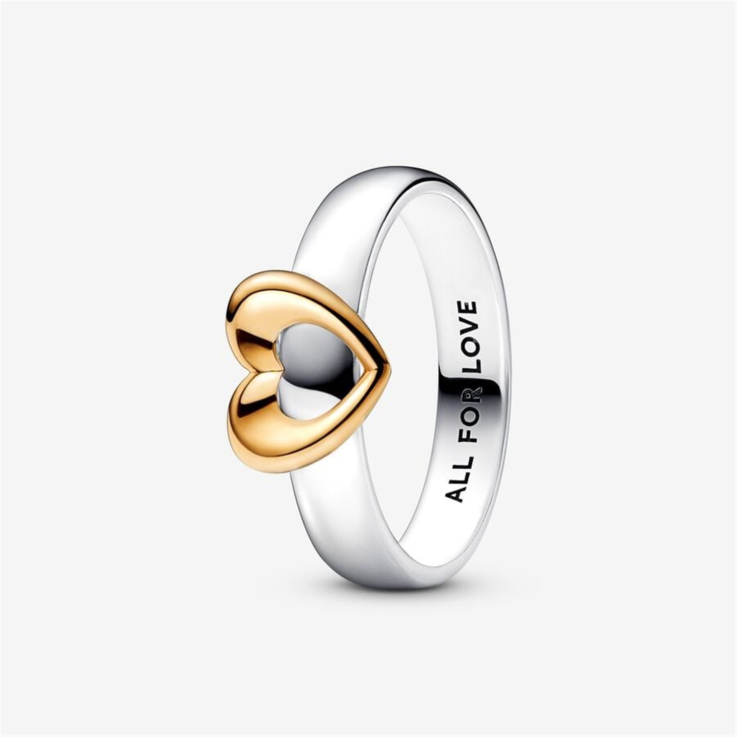 S925 Sterling Silver Radiant Two-tone Sliding Heart Ring