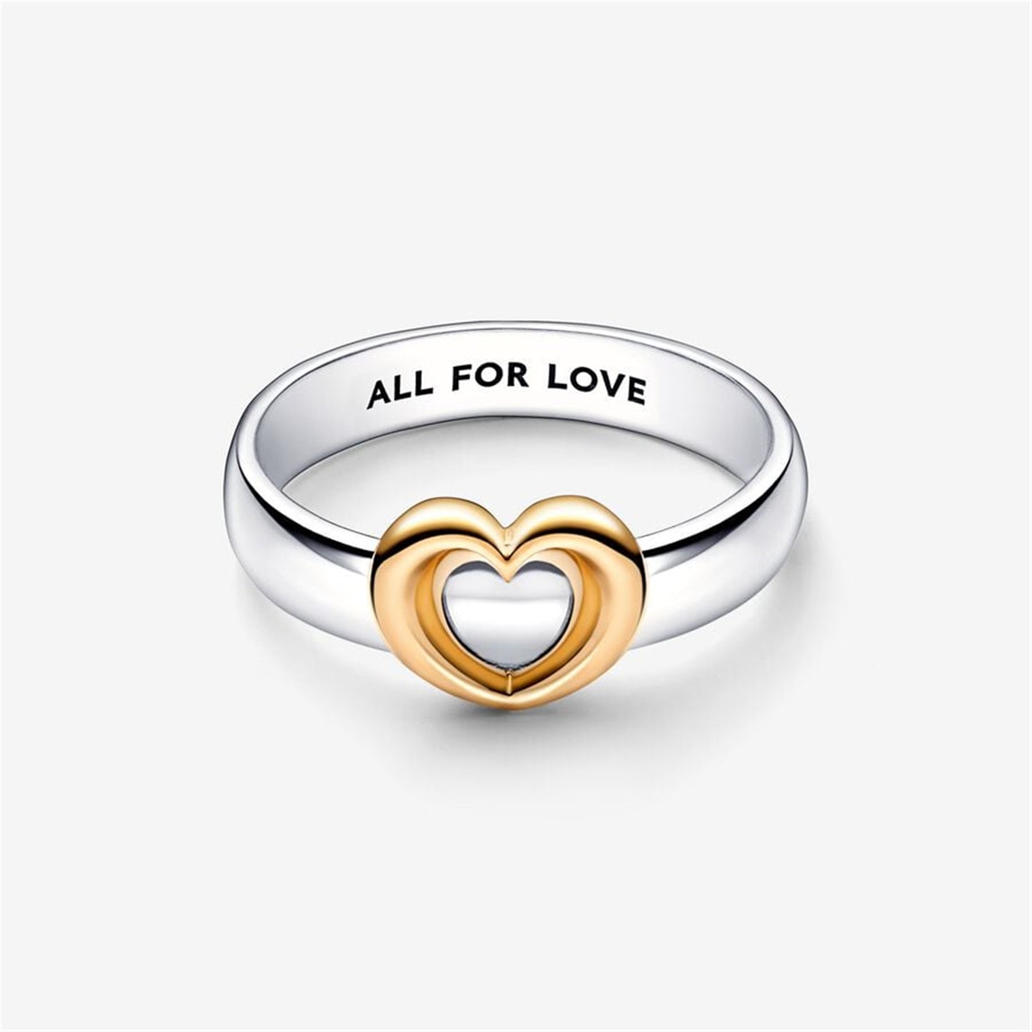 S925 Sterling Silver Radiant Two-tone Sliding Heart Ring