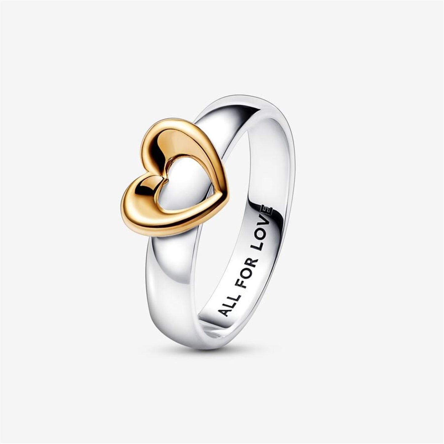 S925 Sterling Silver Radiant Two-tone Sliding Heart Ring