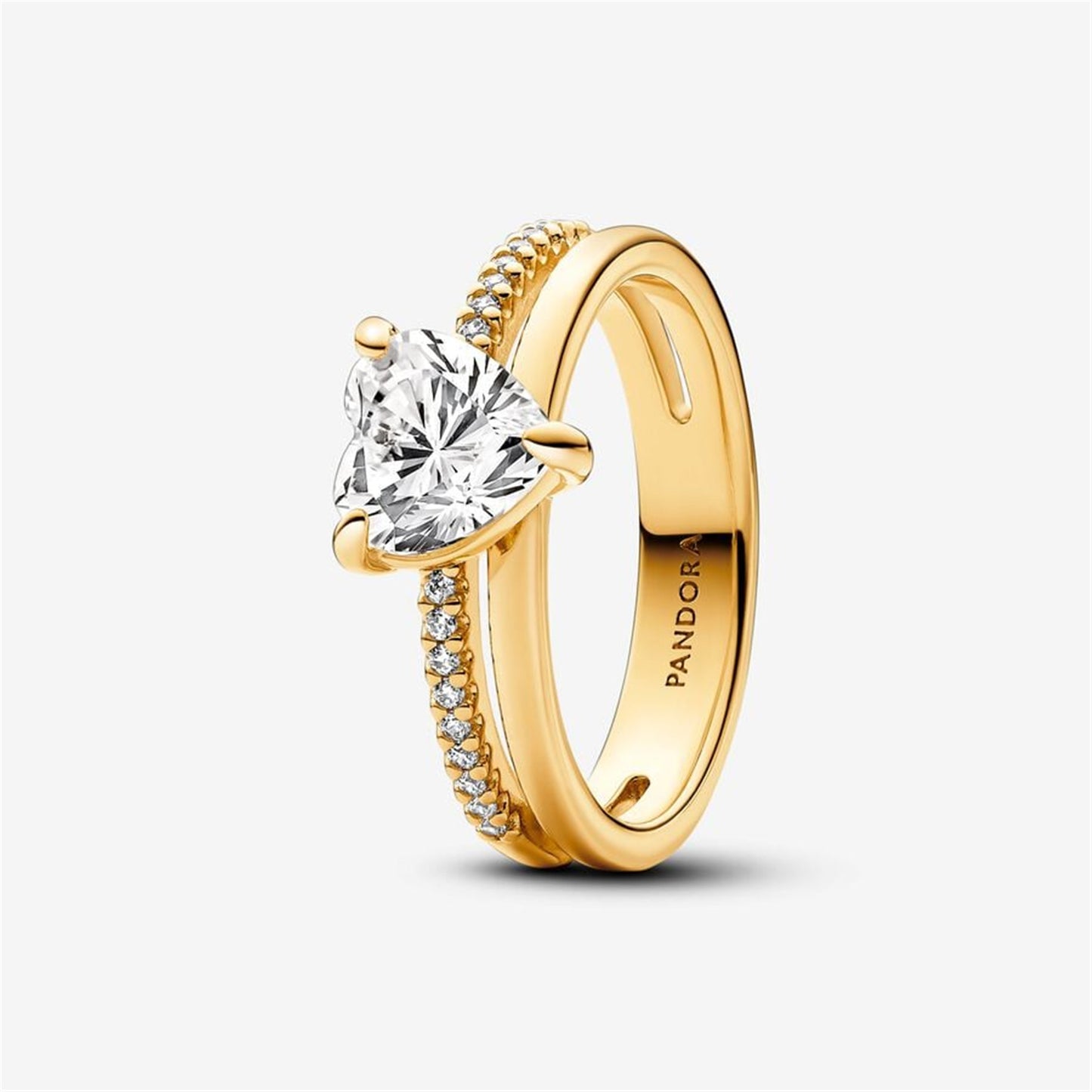 S925 Sterling Silver Double Band Heart Ring
