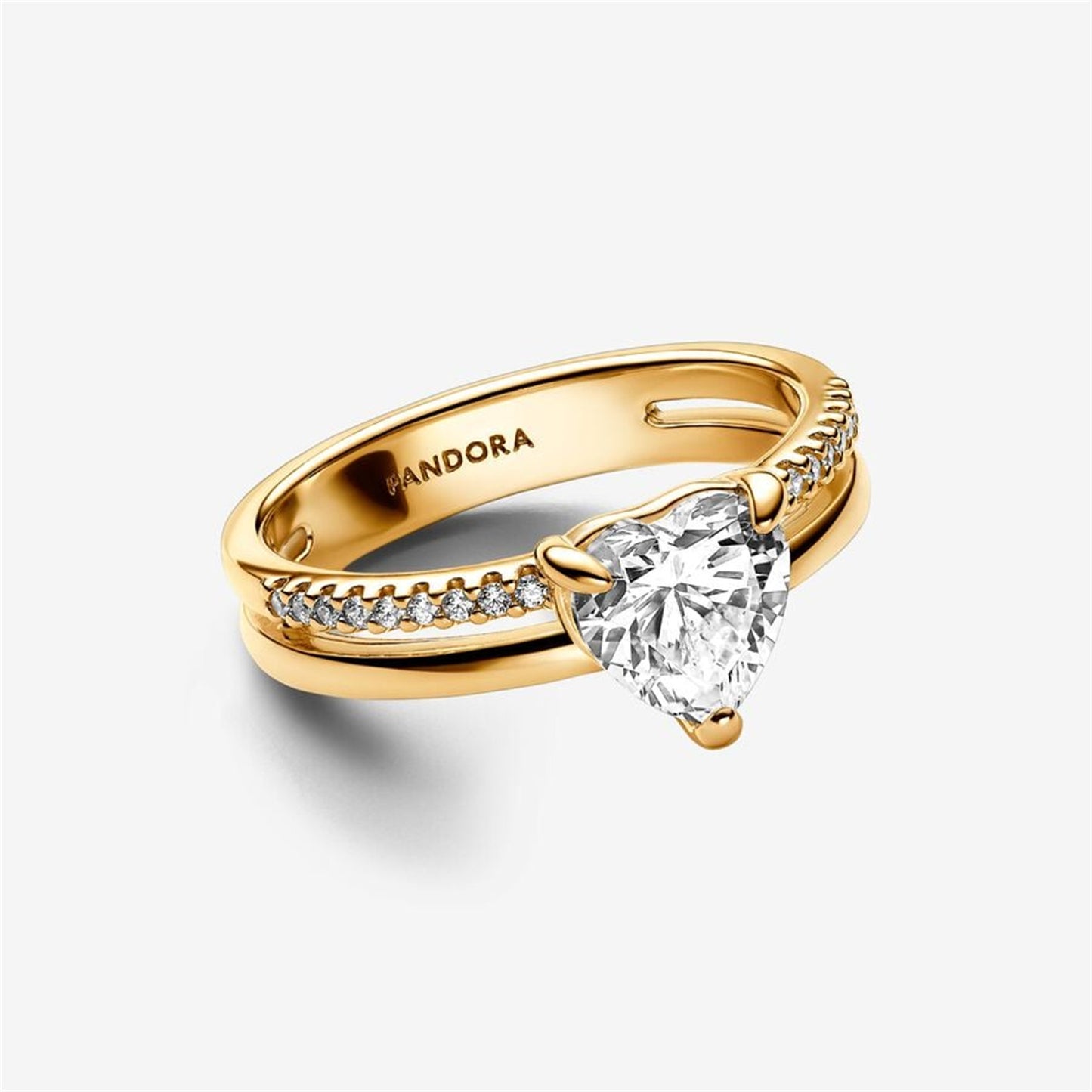S925 Sterling Silver Double Band Heart Ring