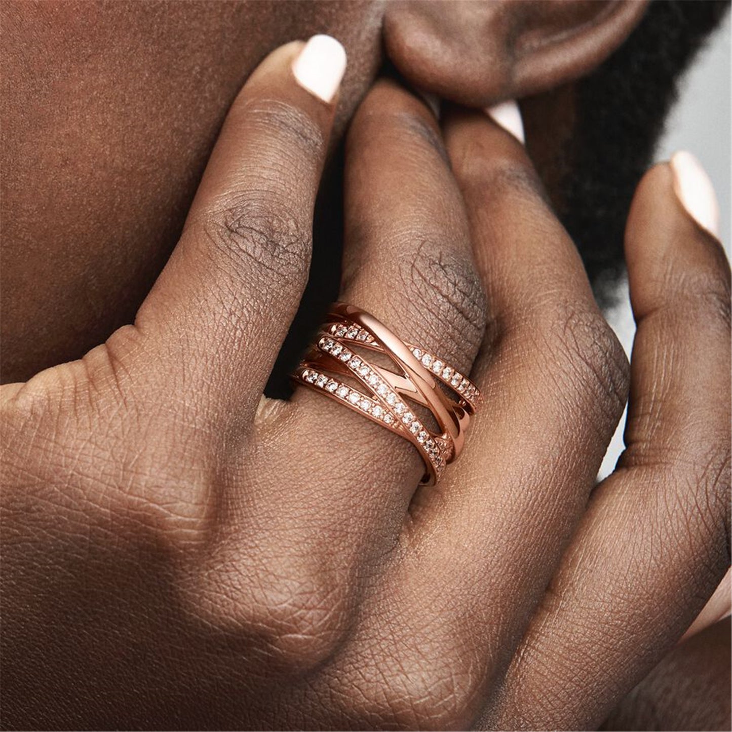 S925 Sterling Silver Sparkling & Polished Lines Ring