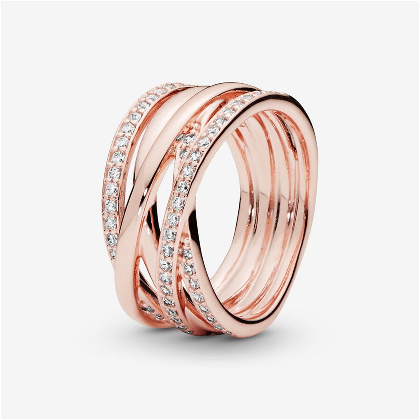 S925 Sterling Silver Sparkling & Polished Lines Ring