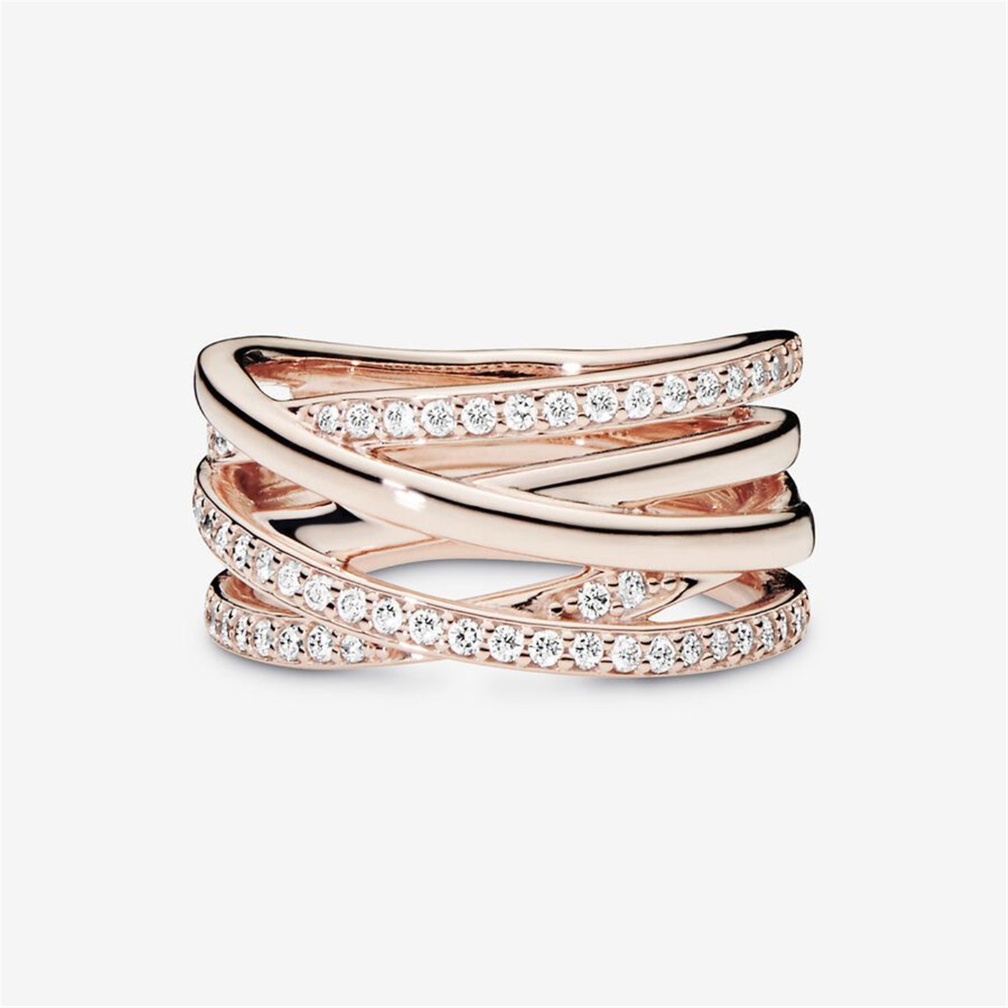 S925 Sterling Silver Sparkling & Polished Lines Ring