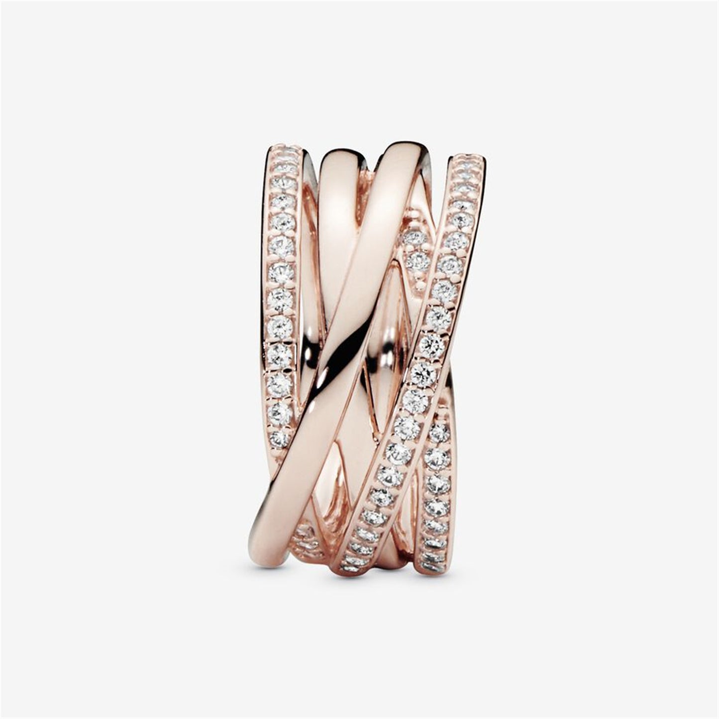 S925 Sterling Silver Sparkling & Polished Lines Ring