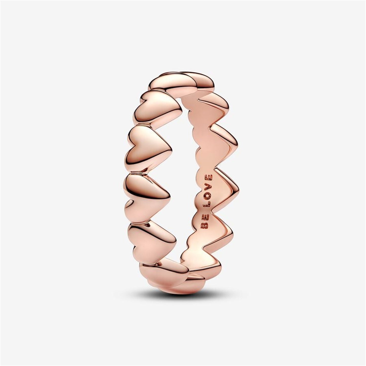 S925 Sterling Silver Row of Hearts Ring