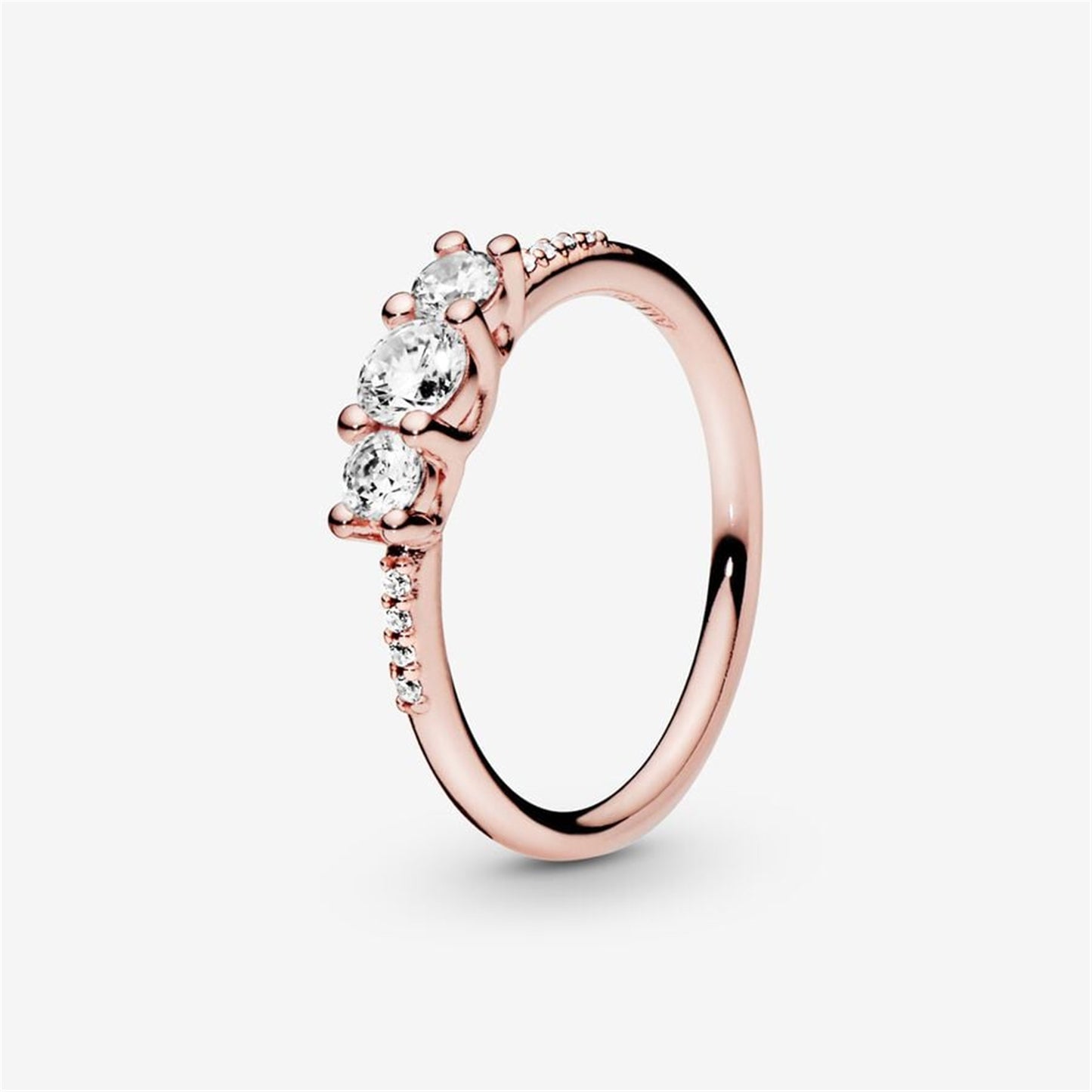 S925 Sterling Silver Clear Three-Stone Ring
