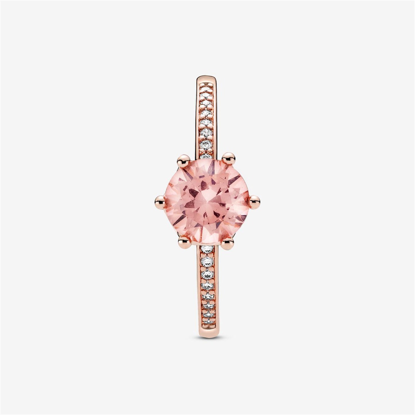 S925 Sterling Silver Pink Sparkling Crown Solitaire Ring